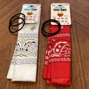 Red and White Bandana Mask Set NWT